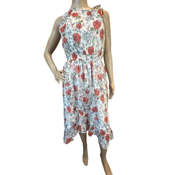 Vintage Abercrombie & Fitch One Shoulder Hi-Low Dress SZ XL Floral Cottagecore - Picture 1 of 16
